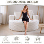 Round Sofa Bed with Memory Foam Sectional Couches for Living Room, Cloud Couch with three pillows, White - Grand Goldman Shop