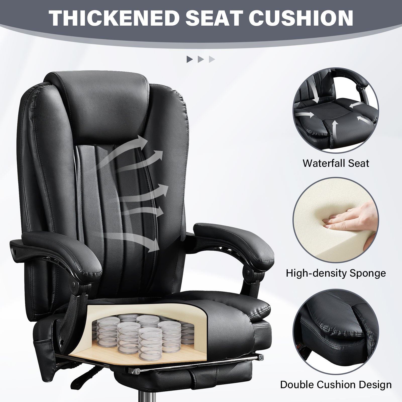 Massage Office Chair with Heat and 6 Vibration Points,Executive Office Chair with Foot Rest and Padded Armrests,Reclining Bac