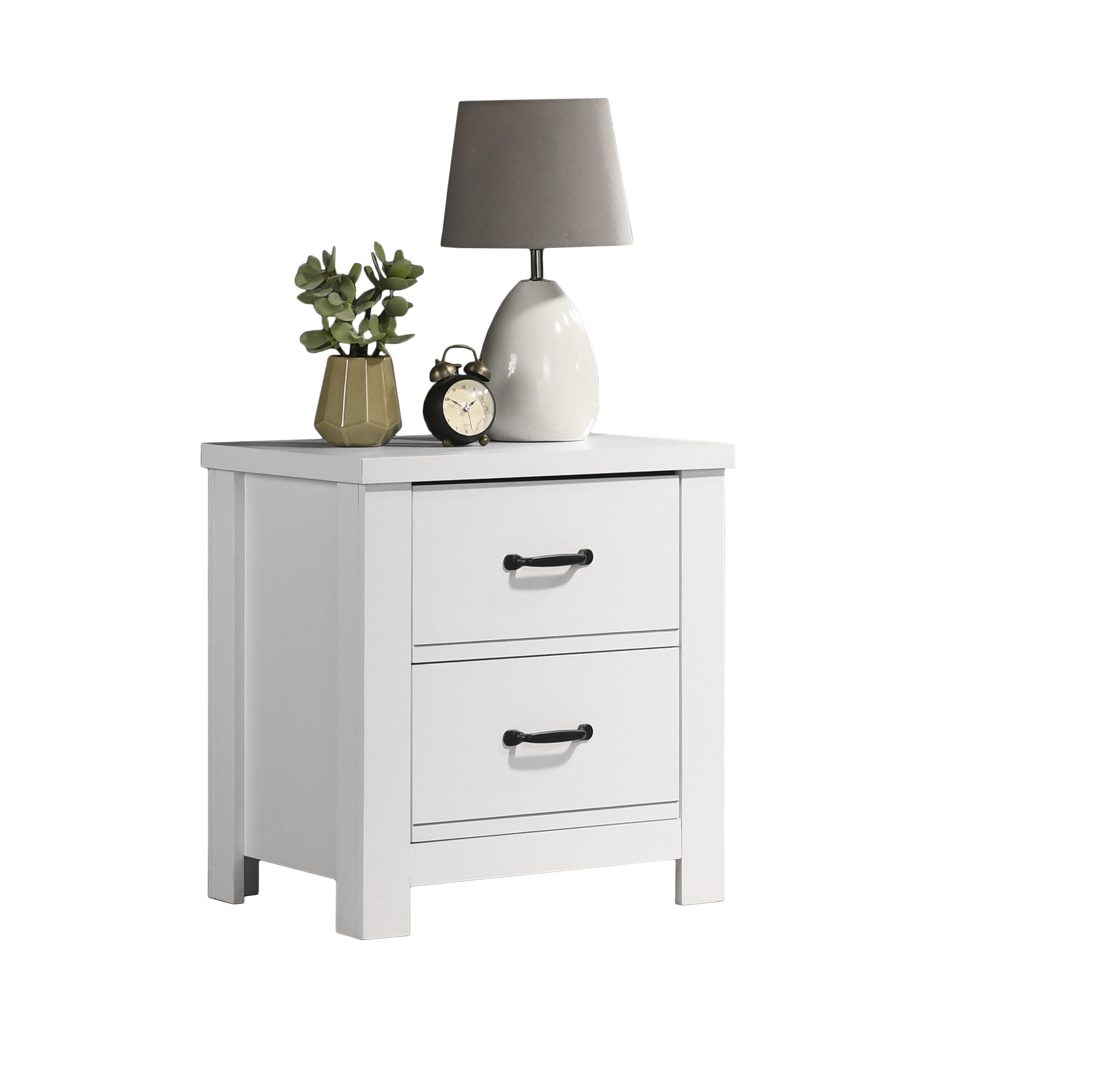 Cassini 21.5' White 2-Drawer Nightstand Bedside Table - Grand Goldman Shop