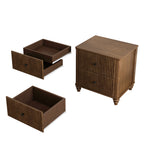 3-Piece Bedroom Set with King Bed and 2 Nightstands, Walnut Brown - Grand Goldman Shop