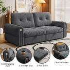 It is a multi-functional sofa, a 77-inch convertible sofa bed, and a 2-in-1 piece suitable for both sitting and lying down. Made of  Chenille fabric, it is suitable for living rooms, bedrooms - Grand Goldman Shop