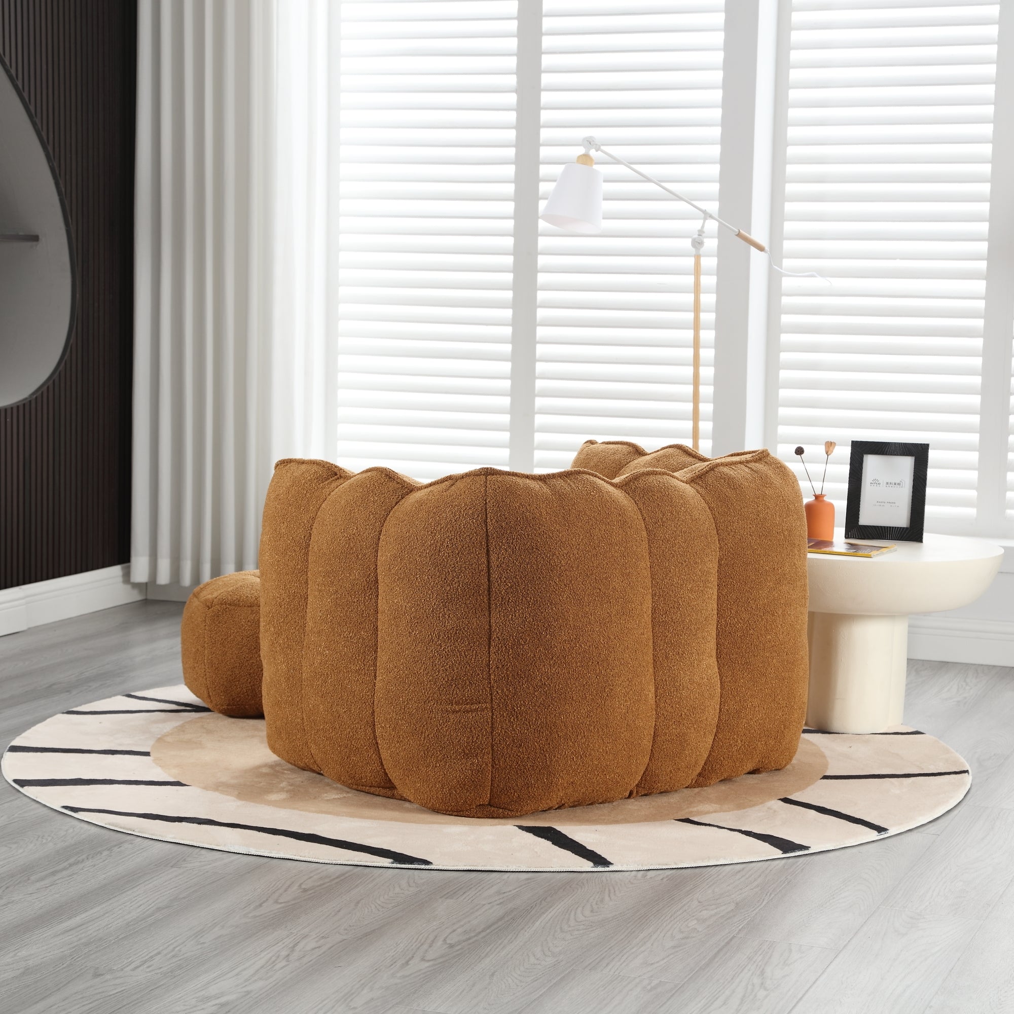 Soft Chenille Bean Bag Chair with High Resilient Foam for Living Room and Bedroom, Comfortable Square Lazy Sofa with Footstool for Adults - Grand Goldman Shop