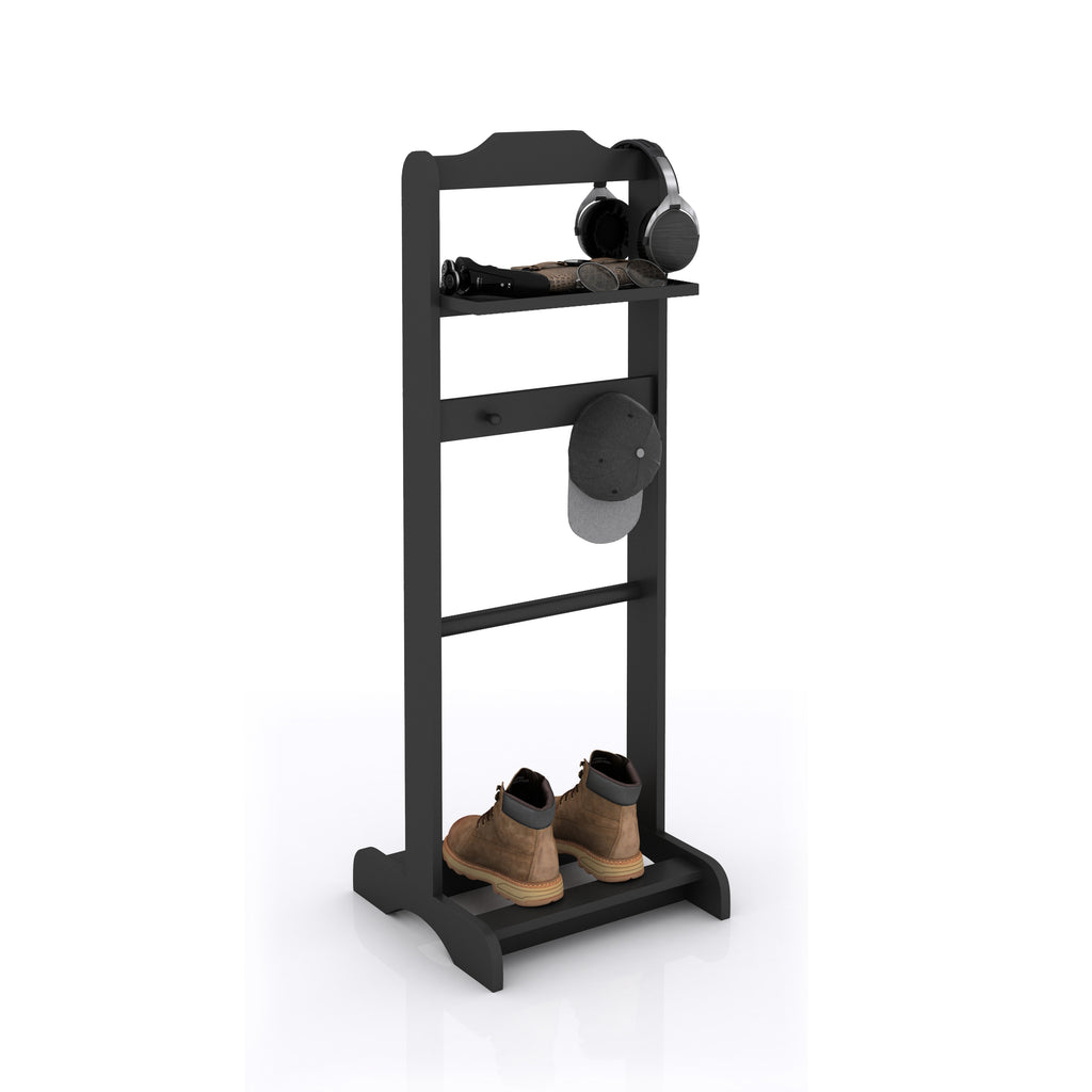 Accent Portable Garment Rack,Clothes Valet Stand with Storage Organizer,Black Finish - Grand Goldman Shop