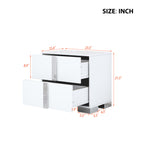 Elegant Nightstand with Metal Foot, Mirrored Bedside Table with 2 Drawers for Bedroom, Living Room, White (Old SKU: WF319353AAK) - Grand Goldman Shop