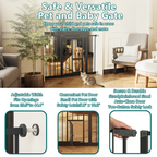 Baby Gate with Cat Door, 29.5-44.1' Metal Pet Door for Stairs & Doorways,Pressure Mounted,No Tools Needed, Black | Premium Ho