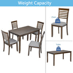 5PCs Modern Dining Set, Rectangular Wooden Dining Table with 4 Upholstered Chairs for Kitchen, Dining Room, Walnut - Grand Goldman Shop