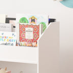 White Wooden Kids Bookcase Organizer with Storage, 3-Tier Toddler Book Display Shelf for Bedroom or Playroom - Grand Goldman