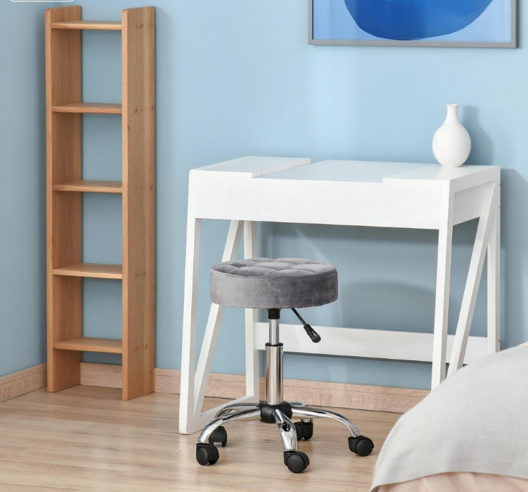 Office Chair Round Rolling Stool with Height Adjustable Lift, Vanity Chair | Premium Home Decor - Grand Goldman