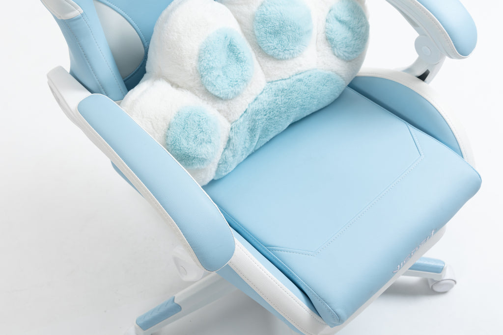Cat Ears Gaming Chair - Ergonomic PU Leather Office Chair, Cute Chair with Footrest for Adult 310lbs Capacity, 90°-155° Recli