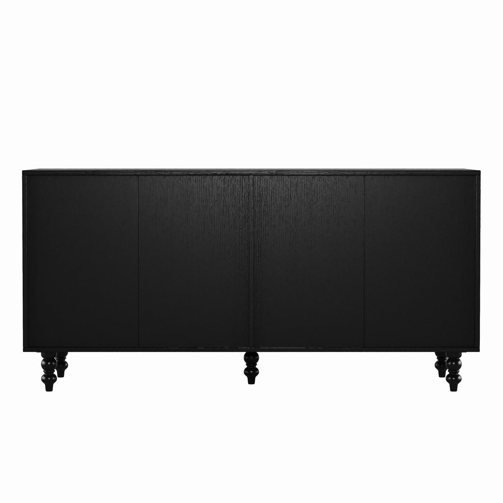 Accent Natural Sideboard Buffet Cabinet Storage Wood TV Stand in Wire-Brushed and Seagrass Doors Sideboard, for Hallway, Entryway or Dining Room - Grand Goldman Shop