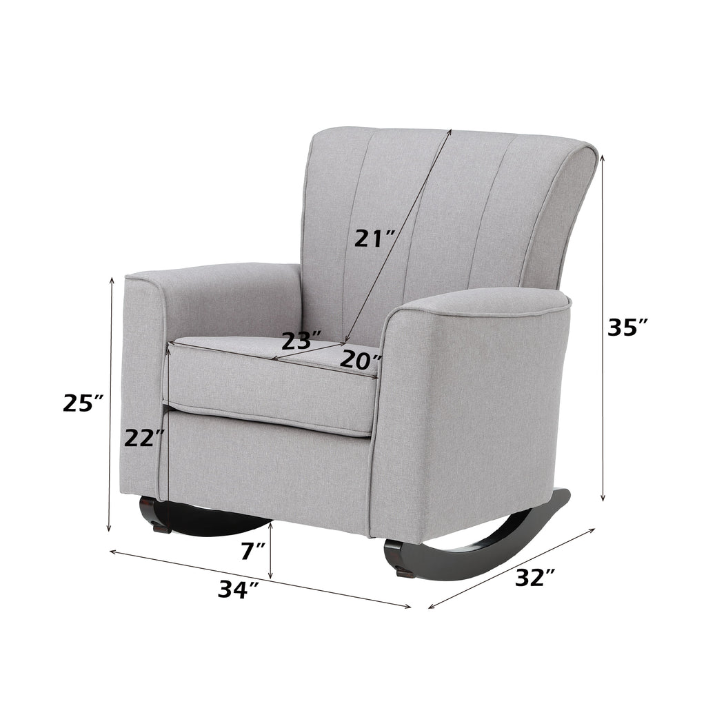Denzell Gray Linen Rocking Chair - Grand Goldman Shop