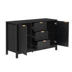 U_STYLE Sideboard with Wave Design - 3 Adjustable Shelves, 3 Drawers & Soft-Close Doors, Storage Console Table with Metal Handles, Suitable for Study, Hallway and Living Room, 3 Colors - Grand Goldman Shop
