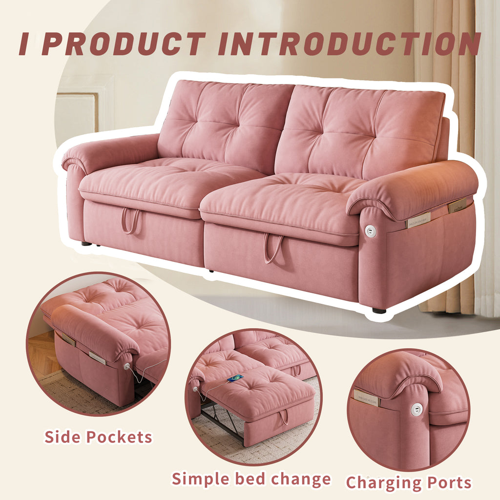 W3820S00026, a 77-inch convertible sofa bed, and a 2-in-1 piece suitable for both sitting and lying. Made of cloud-like fabric, it is applicable to living rooms, bedrooms and apart - Grand Goldman Shop