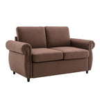 Orisfur Pull Out Sofa Bed Loveseat Sleeper with Twin Size Memory Mattress, USB Ports, Brown Linen, 57.9' - Grand Goldman Shop