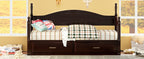 Wooden Twin Size Daybed with Twin Size Trundle, Extendable Daybed with Two Storage Drawers, Espresso(Expected Arrival Time:9.12) - Grand Goldman Shop