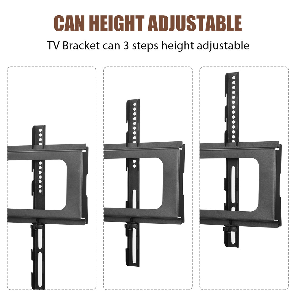 Wooden Storage TV Stand Black Tempered Glass Height Adjustable Universal Swivel Entertainment Center With Mount TV Stand, Rustic Browm - Grand Goldman Shop