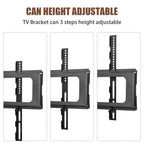 Wooden Storage TV Stand Black Tempered Glass Height Adjustable Universal Swivel Entertainment Center With Mount TV Stand, Rustic Browm - Grand Goldman Shop