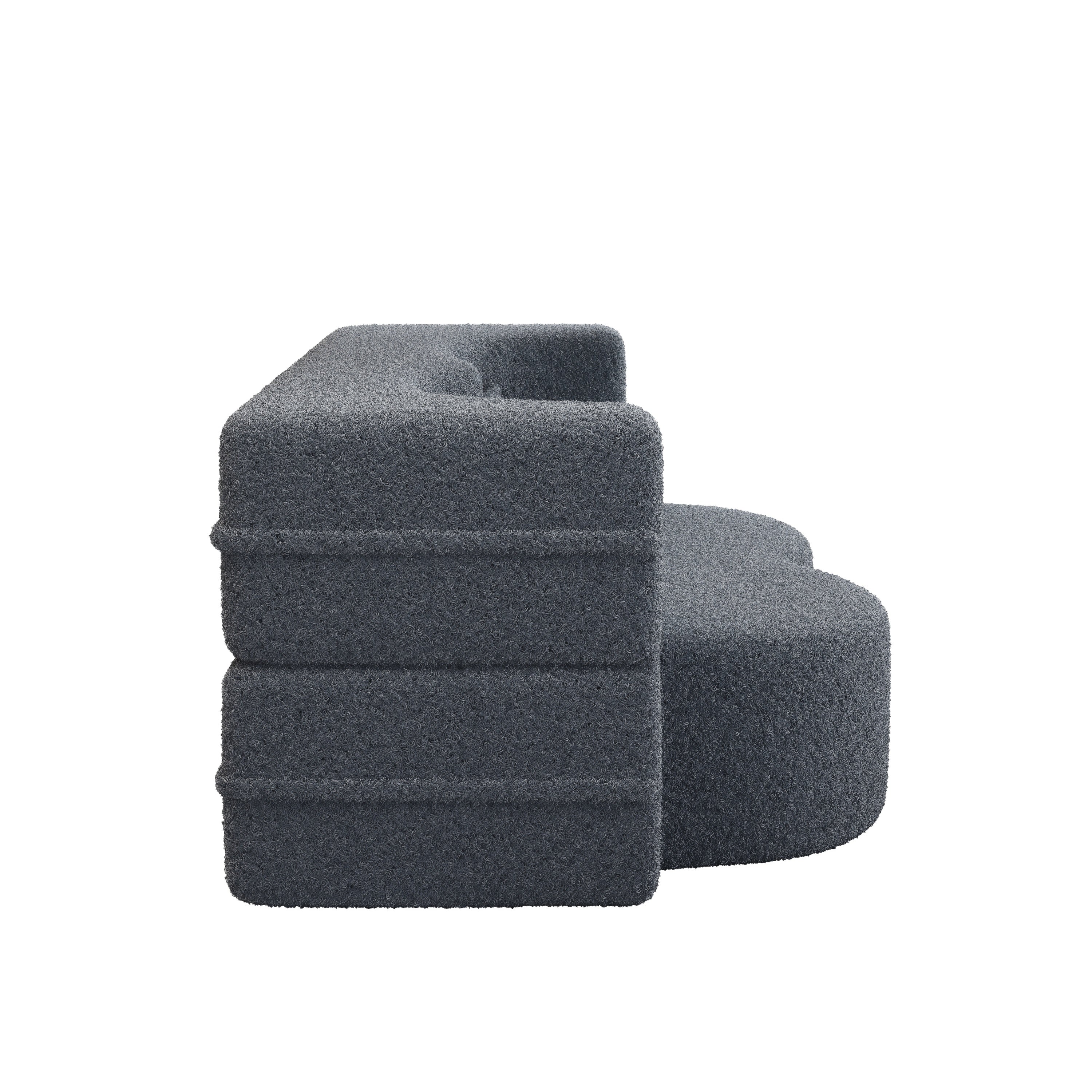 Modern Floor Sofa, with 2 Pillows, Convertible Teddy Fabric Foam Filled Bed, 15 inch Full Size Folding Mattress, Suitable for Living Room, Guest room, Game Room, Grey - Grand Goldman Shop