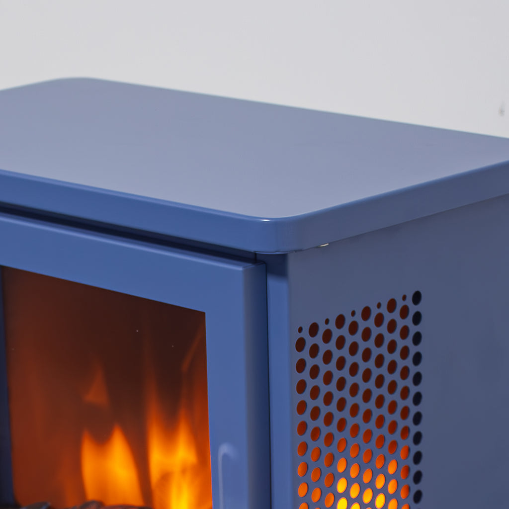 18 inch Freestanding Electric Fireplace Stove heater with 3D Flame effect,Classic Blue - Grand Goldman Shop