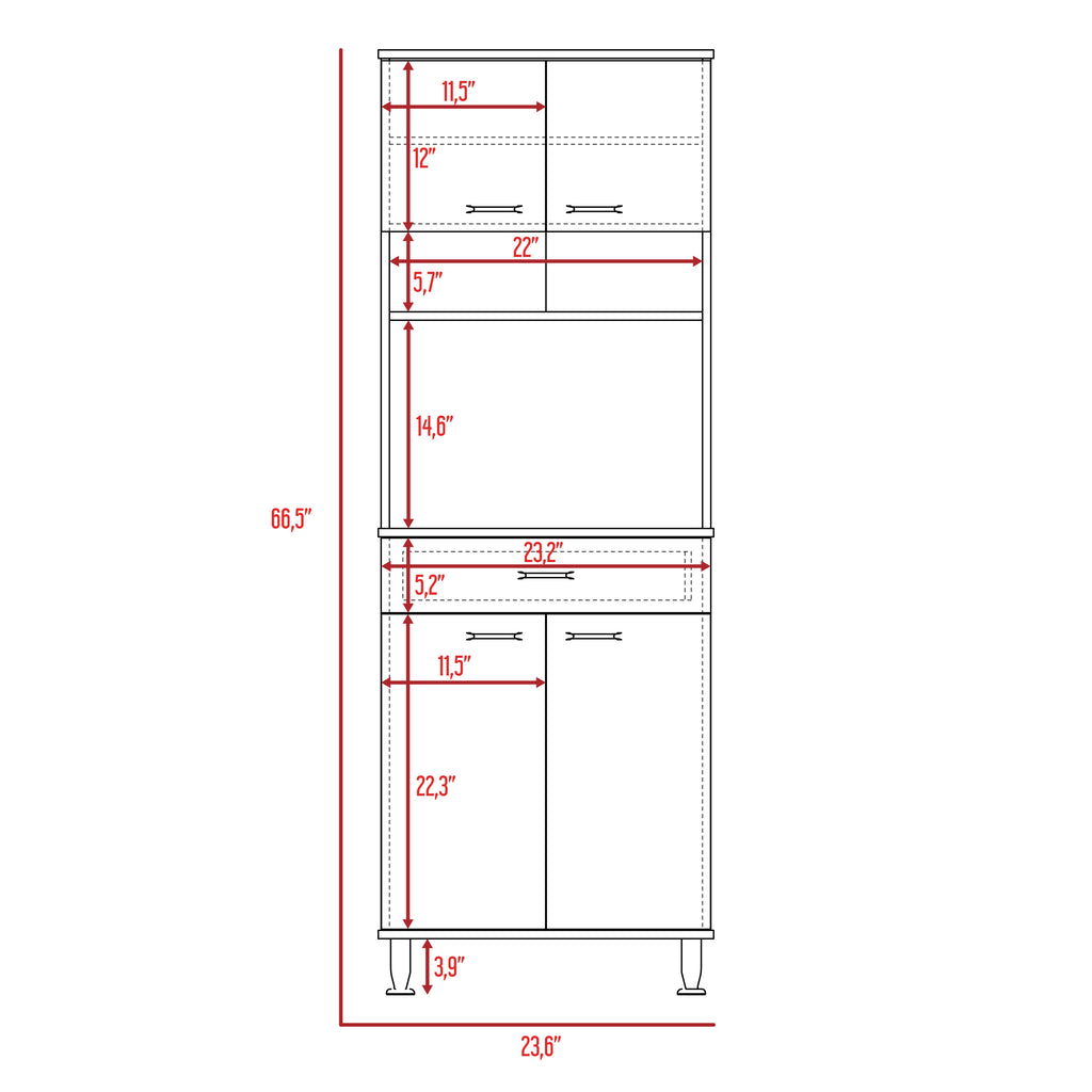 Della 60 Kitchen Pantry with Countertop, Closed & Open Storage -White | Premium Home Decor - Grand Goldman