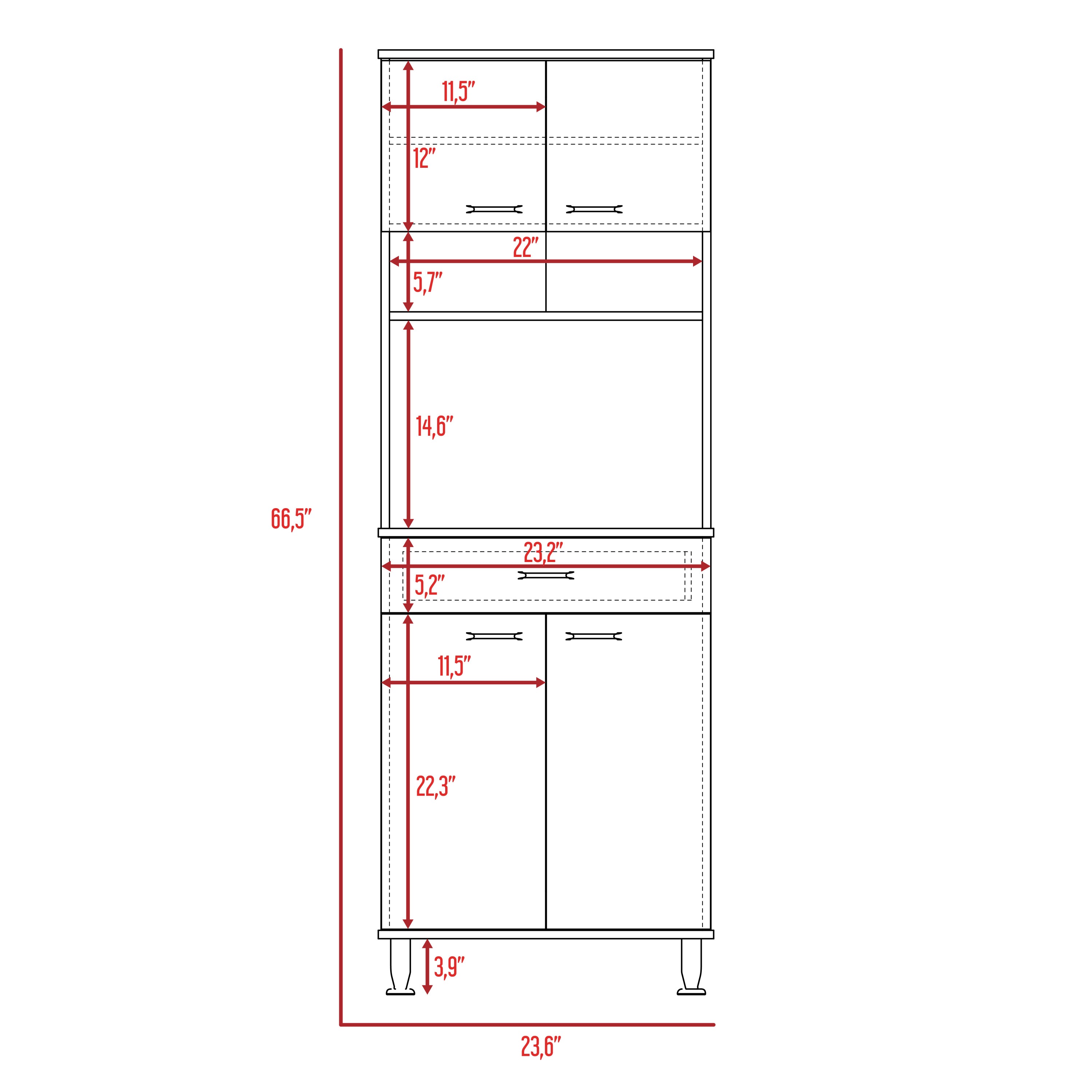Della 60 Kitchen Pantry with Countertop, Closed & Open Storage -White | Premium Home Decor - Grand Goldman
