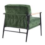 Modern Accent Chair with Plush Cushions, Minimalist Metal Frame, Wooden Armrest Design, Green - Grand Goldman Shop