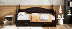 Wooden Twin Size Daybed with Twin Size Trundle, Extendable Daybed with Two Storage Drawers, Espresso(Expected Arrival Time:9.12) - Grand Goldman Shop