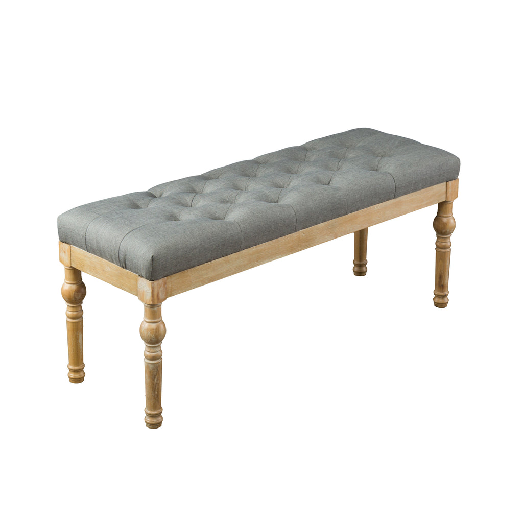 Habit Solid Wood Button Tufted Dining Bench, Grey - Grand Goldman Shop