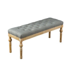 Habit Solid Wood Button Tufted Dining Bench, Grey - Grand Goldman Shop