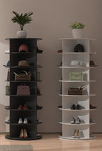 7 Tier Rotating Shoe Rack Tower, Spinning Shoe Display, 360 Shoe Rack Storage Round Carousel, Vertical Handbag Rotate Shoes Closet Organization (WHITE) - Grand Goldman Shop