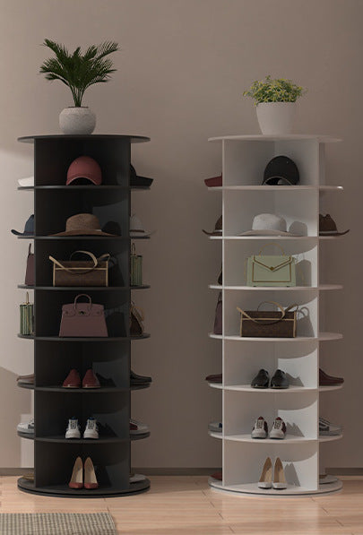 7 Tier Rotating Shoe Rack Tower, Spinning Shoe Display, 360 Shoe Rack Storage Round Carousel, Vertical Handbag Rotate Shoes Closet Organization (WHITE) - Grand Goldman Shop