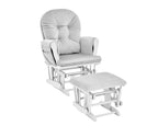 Mason Glider and Ottoman White Wood and Gray Fabric - Grand Goldman Shop