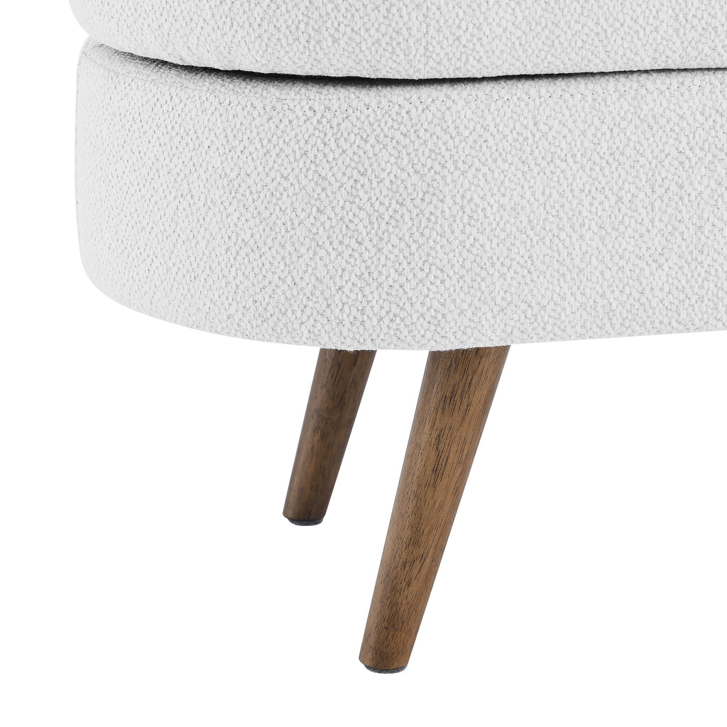 Ottoman Oval Storage Bench,Rubber Wood Legs,White(43.5'x16'x16') - Grand Goldman Shop