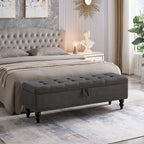 59' Bed Bench with Storage Grey Fabric - Grand Goldman Shop
