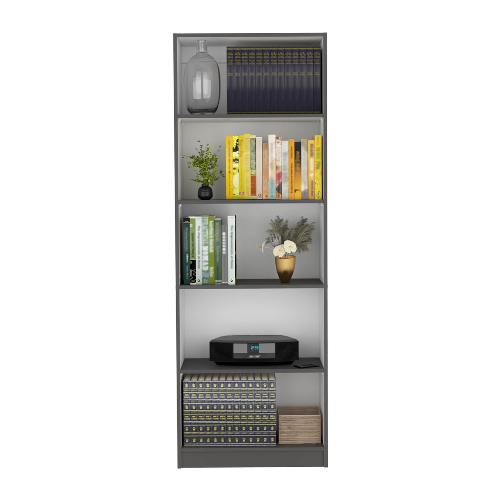 Vinton 4-Tier Bookcase with Modern Storage for Books and Decor, Matt Gray / White - Grand Goldman
