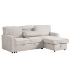 U_STYLE Upholstery Sleeper Sectional Sofa with Storage Space, USB port, 2 cup holders on Back Cushions(same sku; WY000335AAA) - Grand Goldman Shop