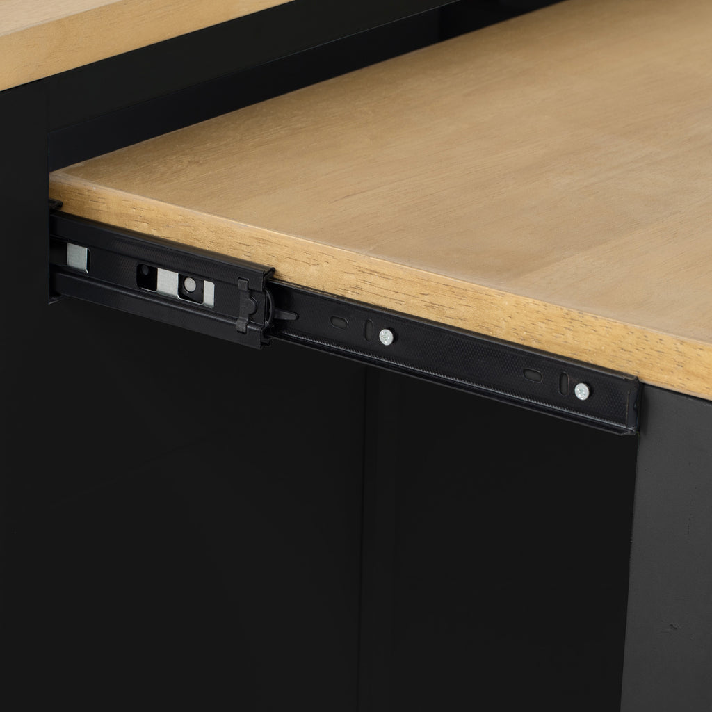 K&K 47 inch Kitchen Island with Extendable Dining Table, Rubber Wood Veneer Kitchen Table with Internal Storage Rack, Power Outlet, Kitchen island with Storage 2 Drawers 2 Cabinet, Black - Grand Goldman Shop