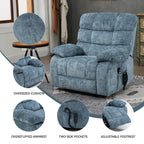 Lift Recliner Chair Heat Massage Dual Motor Infinite Position Up to 350 LBS Large Electric Power Lift Recliners with Power-Remote, Medium-firm and Heavy duty, Blue - Grand Goldman Shop