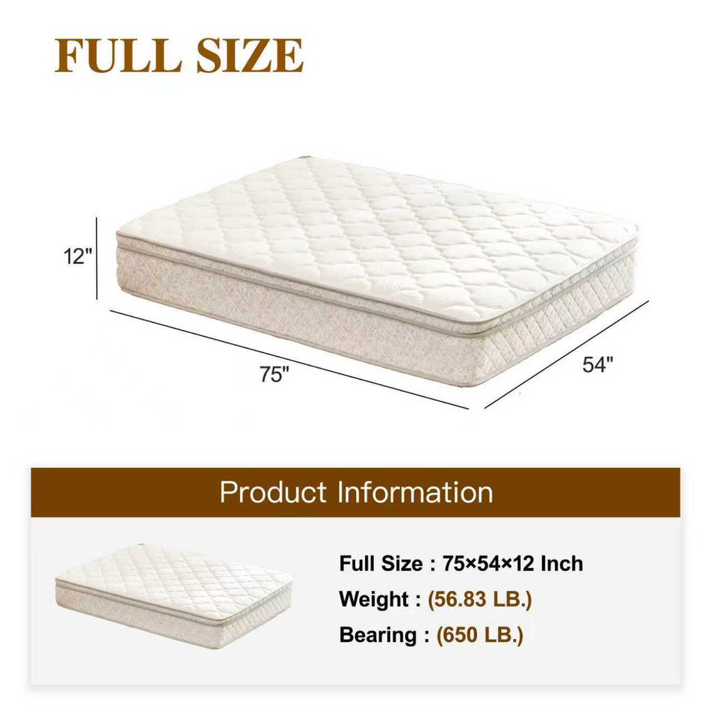 Full Size Mattress,12 Inch Hybrid Full Mattress in a Box with Memory Foam and Pocket Spring for Pressure Relief & Comfort Sleep & Zoned Support, Medium Firm,CertiPUR-US & OEKO-TEX - Grand Goldman Shop