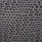 Hazel Modern Knitted Cotton Yarn Round Pouf with Eco-Friendly PET Fibers, Dark Grey, 20 x 20 inches - Grand Goldman Shop