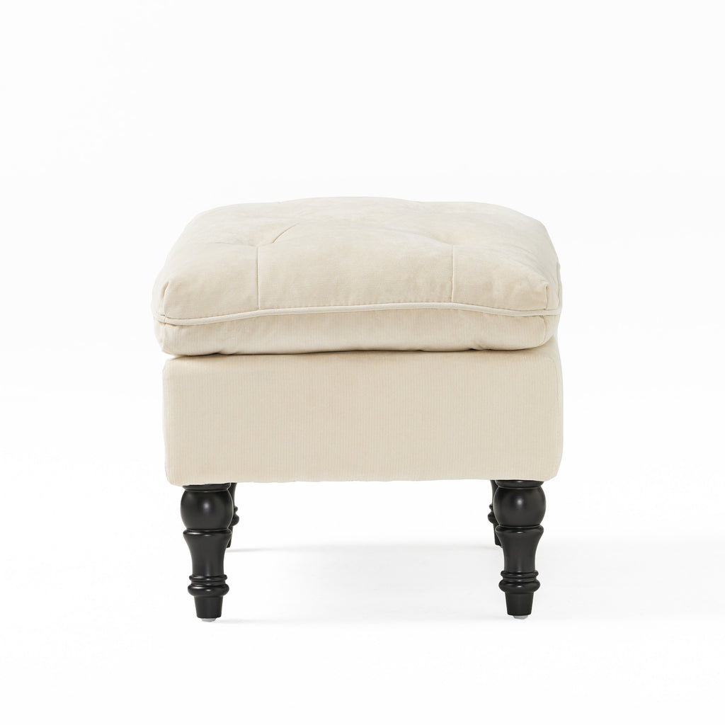 LOFTON Pillow Top Ottoman with Button Tufting in Cream Fabric, 28 Inch - Grand Goldman Shop