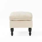 LOFTON Pillow Top Ottoman with Button Tufting in Cream Fabric, 28 Inch - Grand Goldman Shop