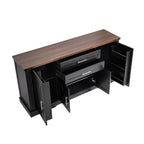 Black Farmhouse Barn Door Storage Cabinet with 2 Drawers & Door Rack, Adjustable Shelves, MDF Construction, 63.11' L x 15.75' W x 32.09' H - Grand Goldman Shop