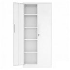 71'H Metal Garage Storage Cabinet, White Tool Steel Locking Cabinet with Doors and 4 Adjustable Shelves, Tall Cabinets for Ga