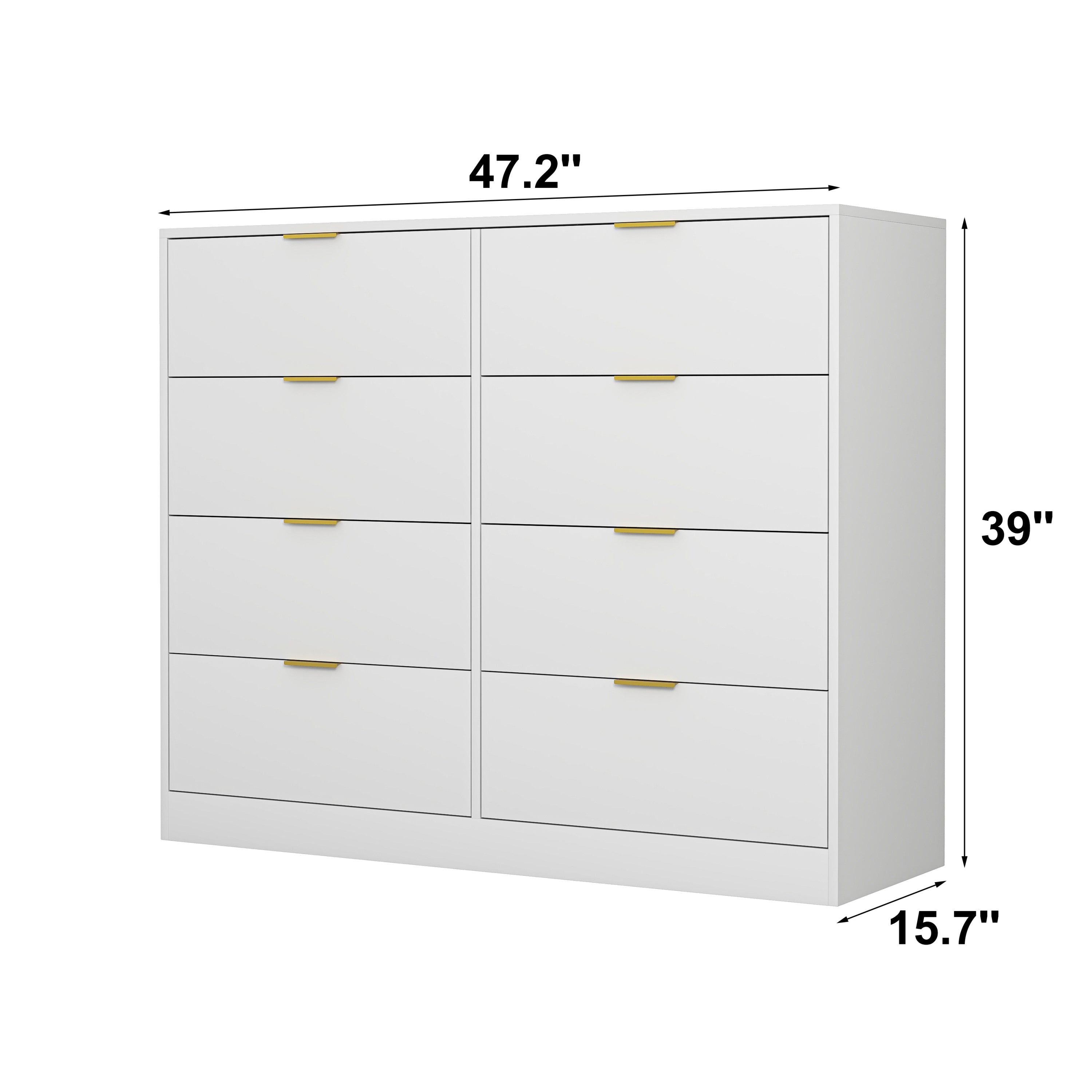 8 Drawers Dresser for Bedroom, Wood Bedroom Dresser Modern Drawer Chest, 8 Chest of Drawer, Tall Dresser for Closet, Dressers Organizer for Living Room, Closet, Hallway White - Grand Goldman Shop