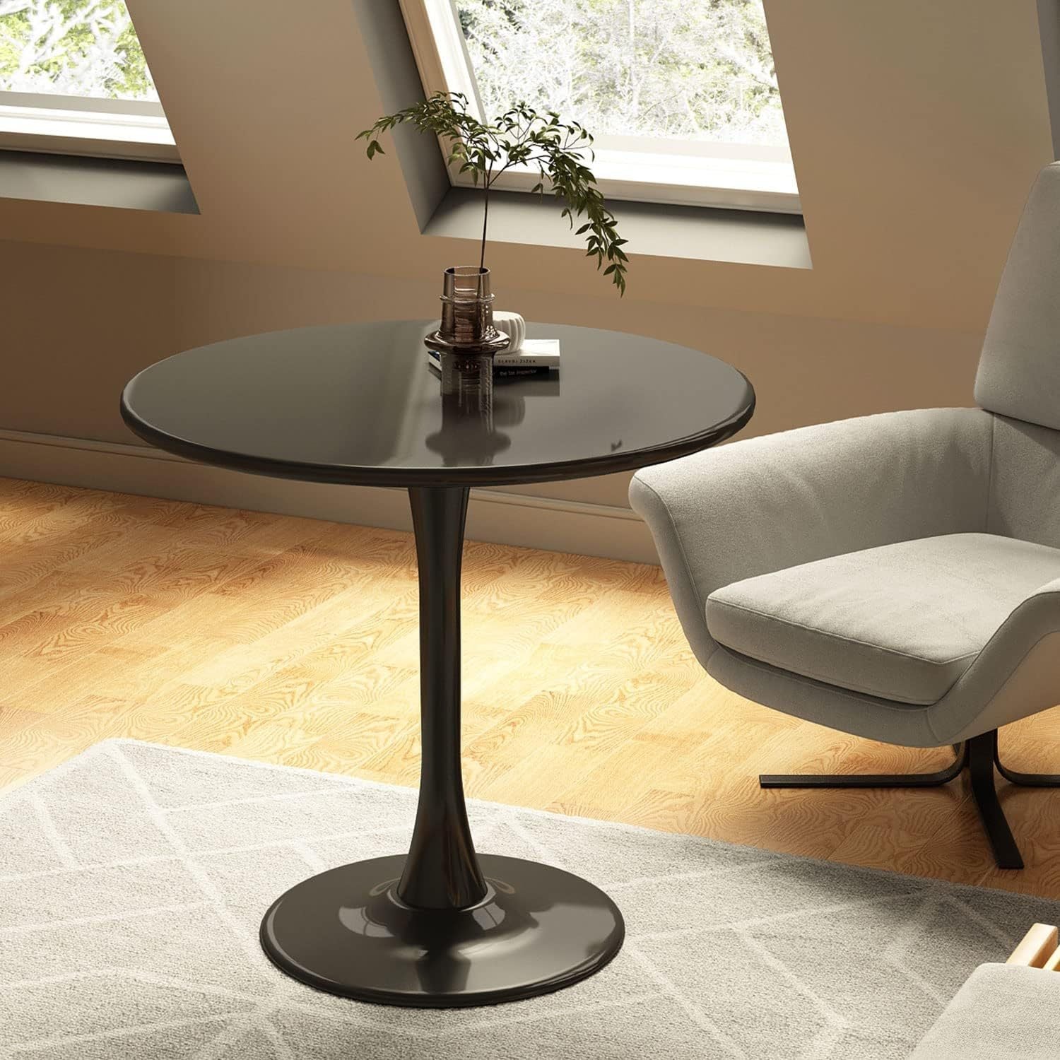Modern Round Dining Table, ∅31.5'' Kitchen Dining Room Furniture, Coffee Table, Leisure Table, Living Room Table, Dining Table, Kitchen Table, Oval Dining Table (BLACK) - Grand Goldman Shop