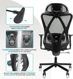 Mesh Office Chair,Ergonomic Office Chairs with Wheels,Adjustable Lumbar Support,Armrest,Headrest-Tilt High Back Desk Chair wi