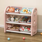 Kids Toy Storage Organizer with 6 Bins, Multi-functional Nursery Organizer Kids Furniture Set Toy Storage Cabinet Unit with H