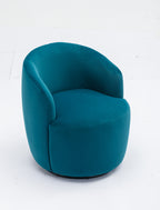 Velvet Fabric Swivel Accent Armchair Barrel Chair With Black Powder Coating Metal Ring,Teal - Grand Goldman Shop