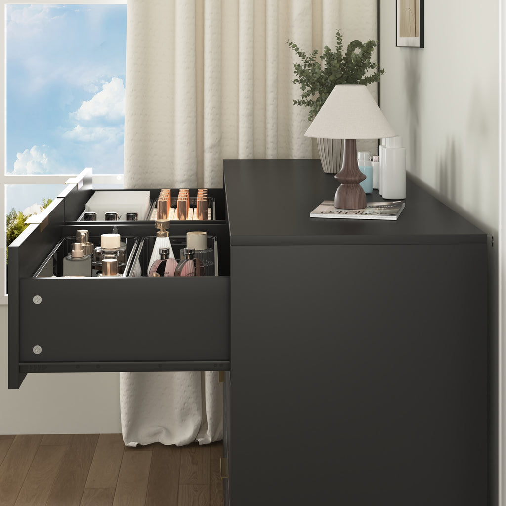 Simply Modern 6-Drawer Dresser, Chest of Drawers for Bedroom, Living Room, Hallway, and Entryway - Large Storage Cabinet Black - Grand Goldman Shop
